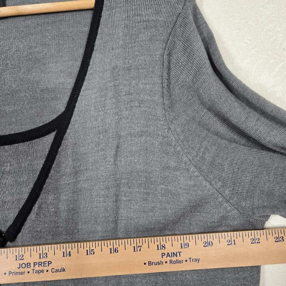 Marisa Christina Longline Cardigan Sweater sz 1X Gray Black Attached Tank Career